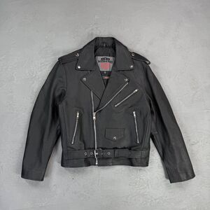 NOMAD USA Black Pebbled Leather Classic Biker Jacket Men's M